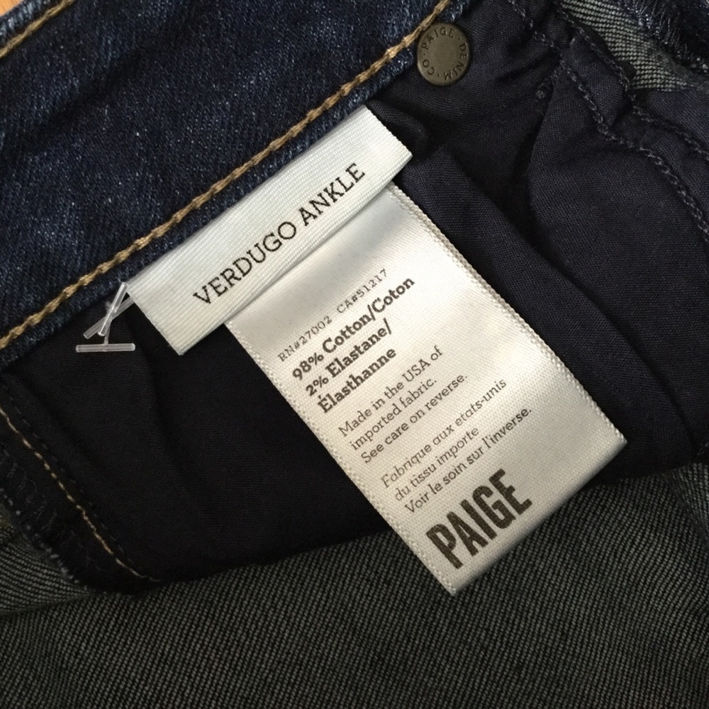 Paige Verdugo Ankle Zip Dark Wash Jeans Denim - Picture 13 of 15